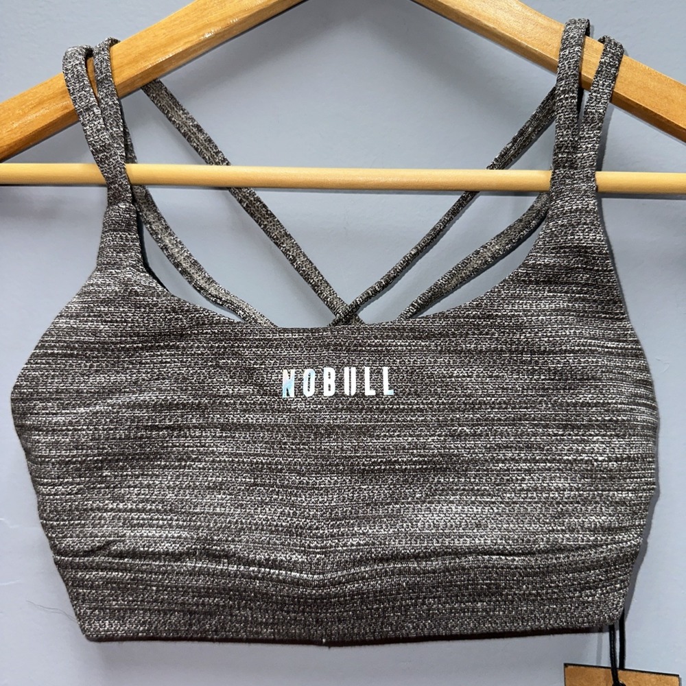 NOBULL Womens Sports Bra Cafe Melange Gray Heather Strappy Cross Back XS NWT
